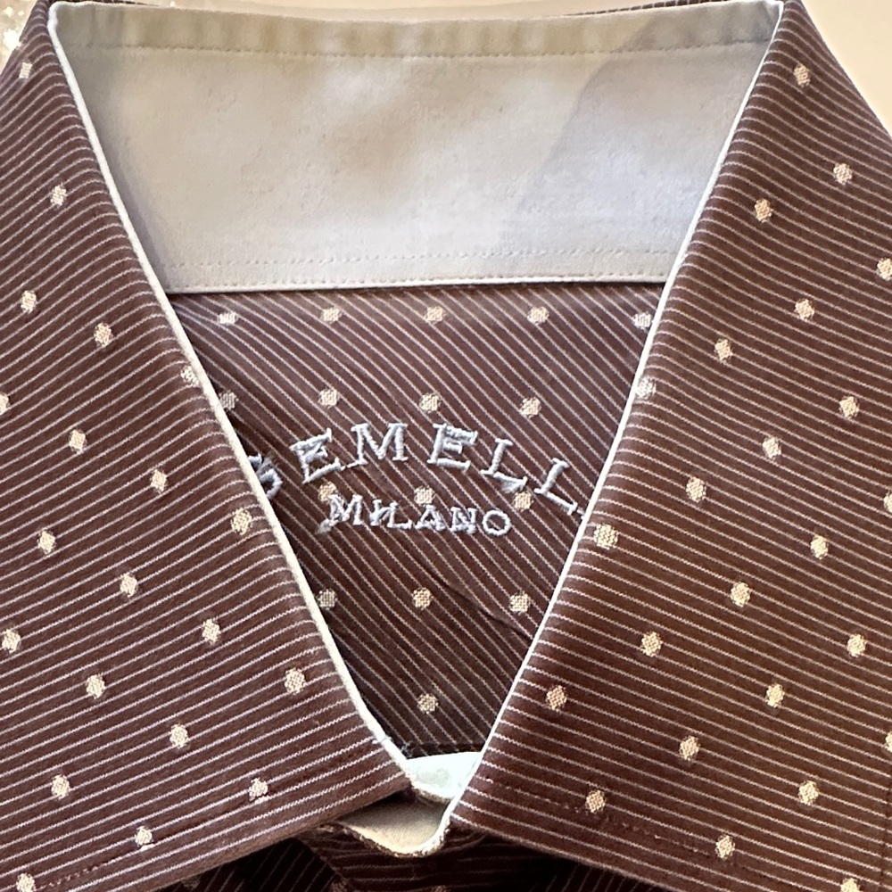 Brown Polka Dot Italian Men's Shirt